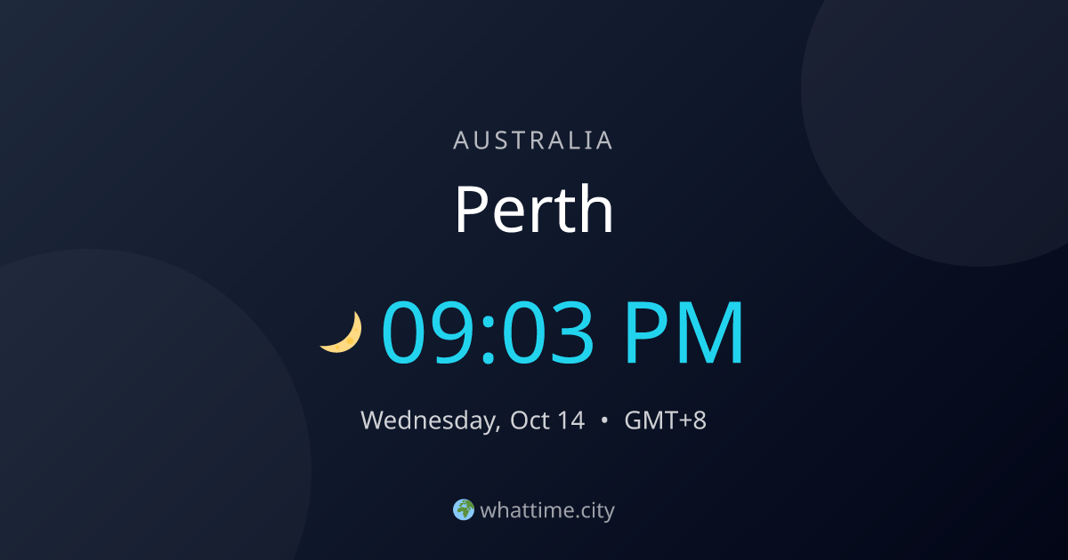 Current Time in Perth — AWST (UTC+8) | whattime.city
